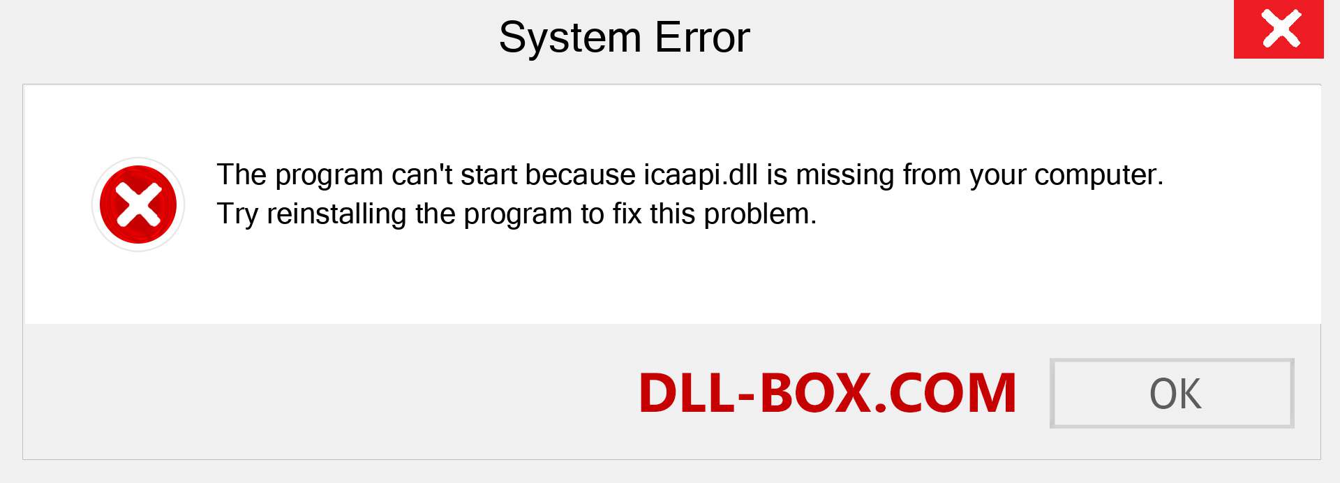 icaapi.dll file is missing?. Download for Windows 7, 8, 10 - Fix  icaapi dll Missing Error on Windows, photos, images